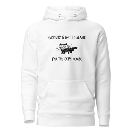 Curious Cat White Hoodie